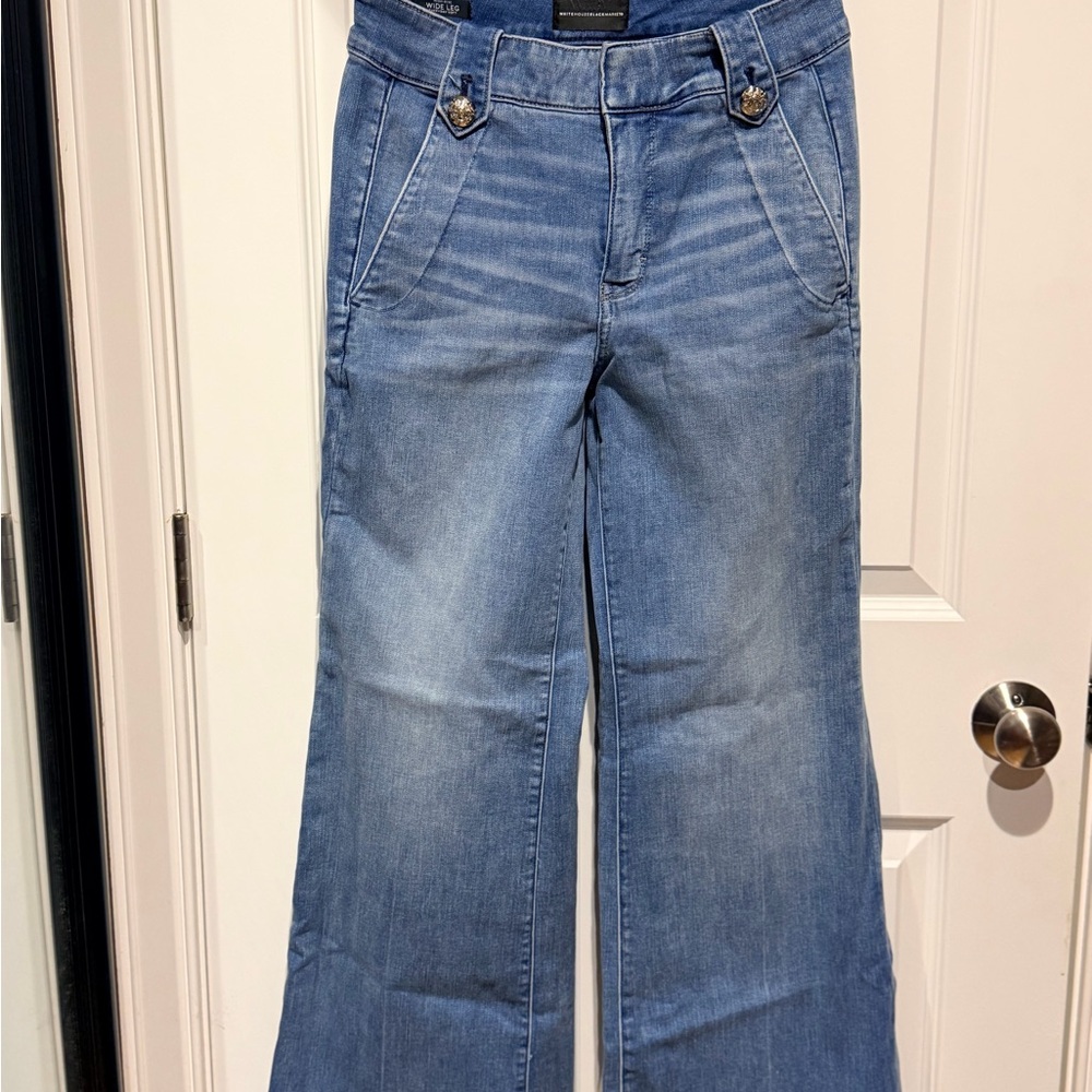 White House Black Market Faded Blue Wide-Leg Jeans